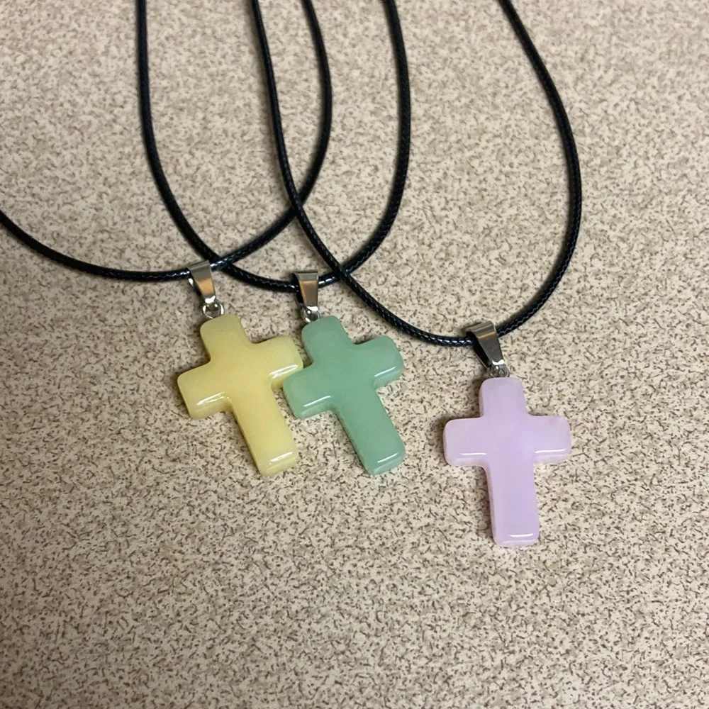 4/$20 bundle and save Kids Pastel Cross Necklace - Yellow, Green, Pink